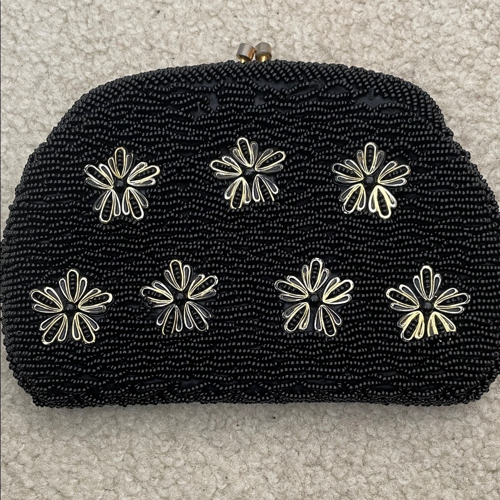 Elegant Black Beaded Clutch